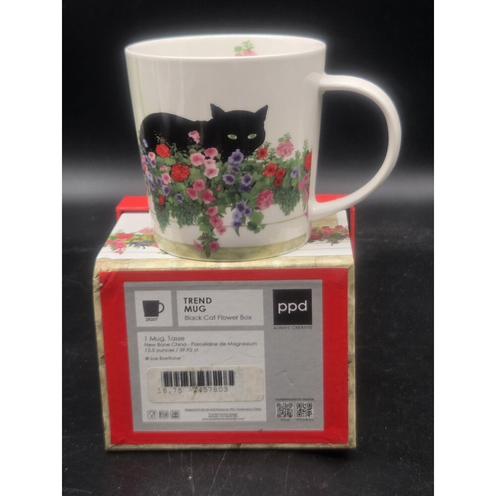 Sue Boettcher Mug Black Cat With Box